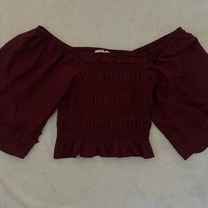 Elegant Burgundy Off-Shoulder Top